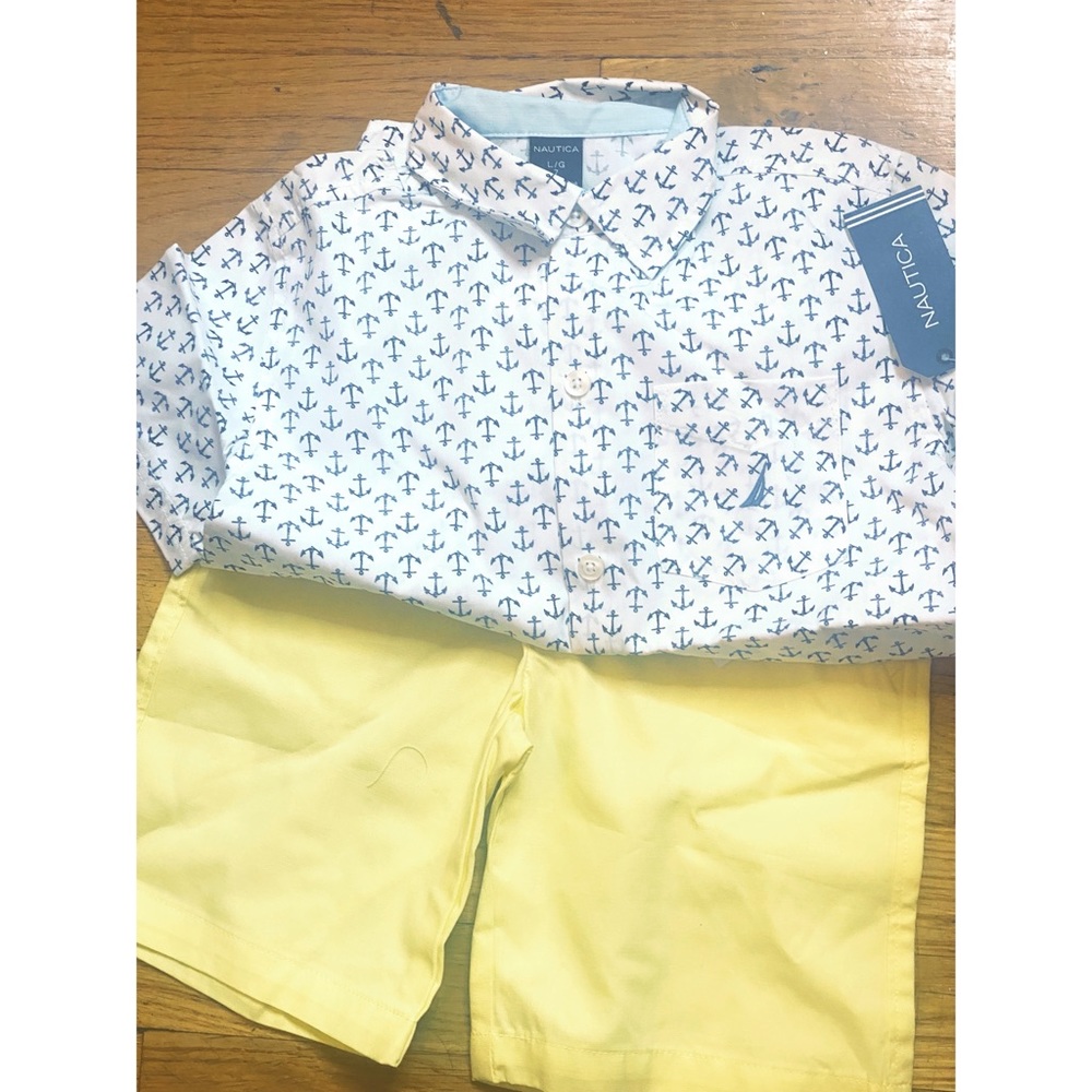 NWT Nautica Set Button up Top and Shorts SZ 7(Lg)